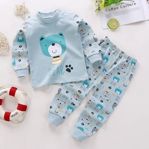 Pure Cotton Barn Set baby Pojkar Flickor Nattkläder Söta tecknade hemkläder Barnkläder set 24 12M