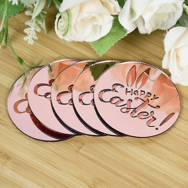 5/10 st Glad Påsk Akryl Kanin Tårtdekoration Gör-det-själv Cupcake-insats rose gold 10pcs