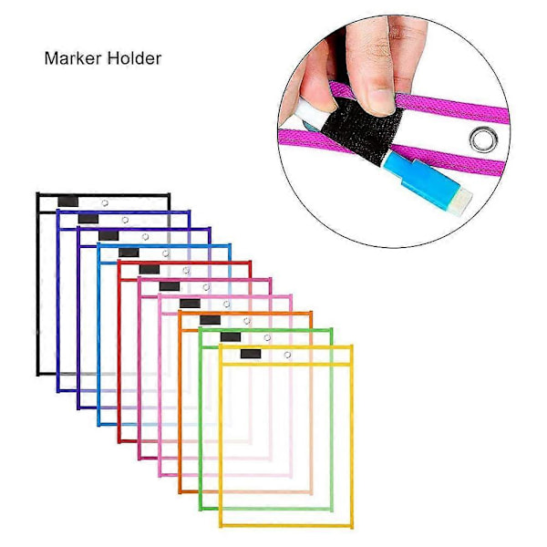 Whiteboard Fickor Ärmar, (10-pack) A4 Papper Jobb Biljetthållare, Återanvändbara Whiteboard Ark för Kla