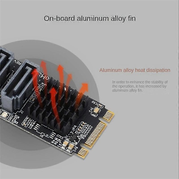 M.2 NGFF SATA til 5-Port SATA3 Udvidelseskort JM582 Master Chip med Køleplade i Aluminiumlegering