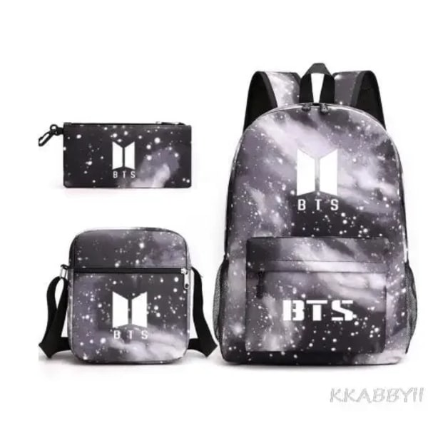 Naisten koululaukku miesten kannettava tietokone vedenpitävä BTS ryhmä 3 kpl/ set reppu Khaki