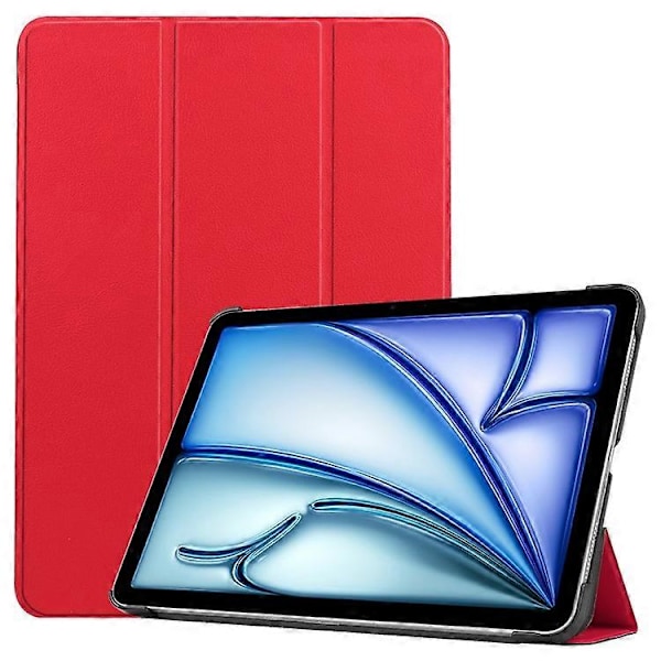 Yhteensopiva iPad Air 11 (2025) / (2024) Kotelo PU Nahkainen Suojakotelo Kolmiosainen Jalusta Älykäs Suojus Red