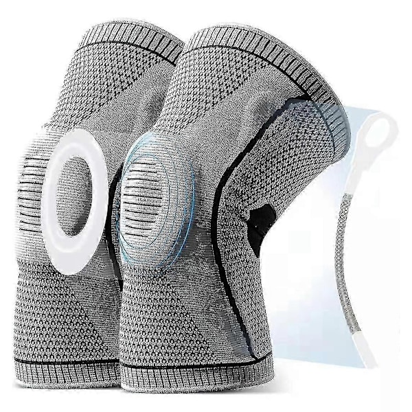 Knäskydd mot smärta, Ultra Knee Elite knäkompressionsmanschett med silikon- och fjäderstöd, medicinsk kvalitet knäskydd par Xl-yky