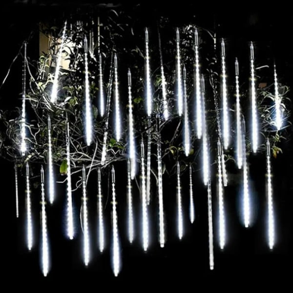 Ulkokäyttöön tarkoitetut LED-meteorisuihkuvalot Led Street Garland Fairy String String -valo vedenpitävä joulujuhliin Puutarhajuhlakoristeisiin EU Plug - 50cm White