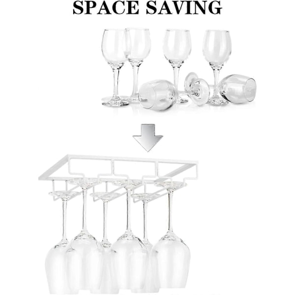 Vinglashållare - Vinglasställ för underskåp, förvaring av glas, hängare i metall, organizer för bar och kök, vit