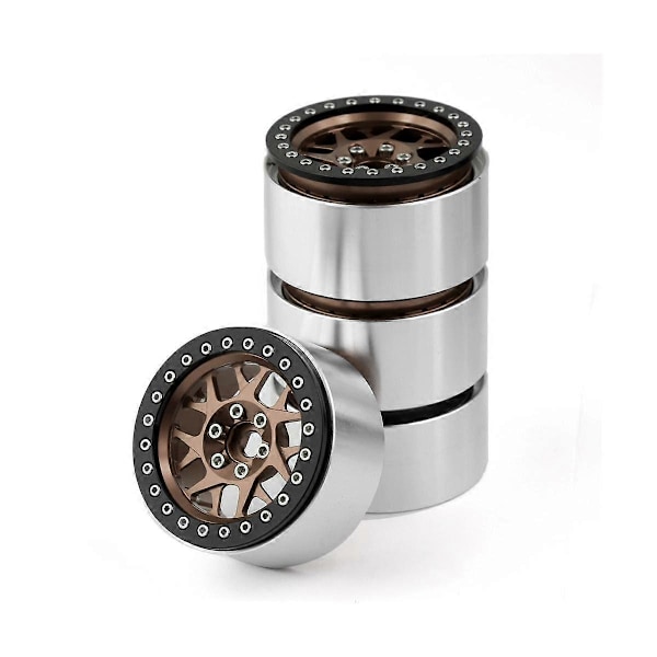 2.2 Metall Beadlock Felg Hjulnav for 1/10 RC Crawler Bil Axial SCX10 Wraith Capra RR10 RBX10 TRX4, Brun