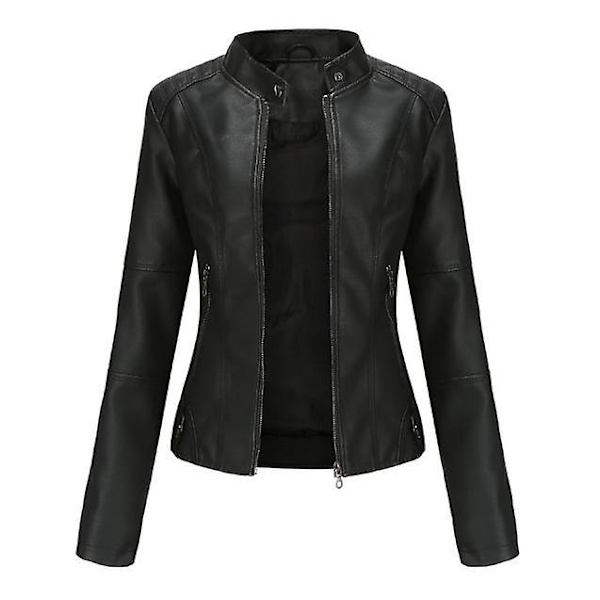 Dame Skinnjakke Casual Glidelås Tilgjengelig I 6 Farger black L