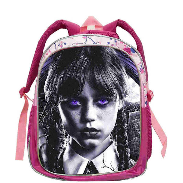 Wednesday Adams ja Enid -painettu reppu goottilaistyylinen olkalaukku Auburn