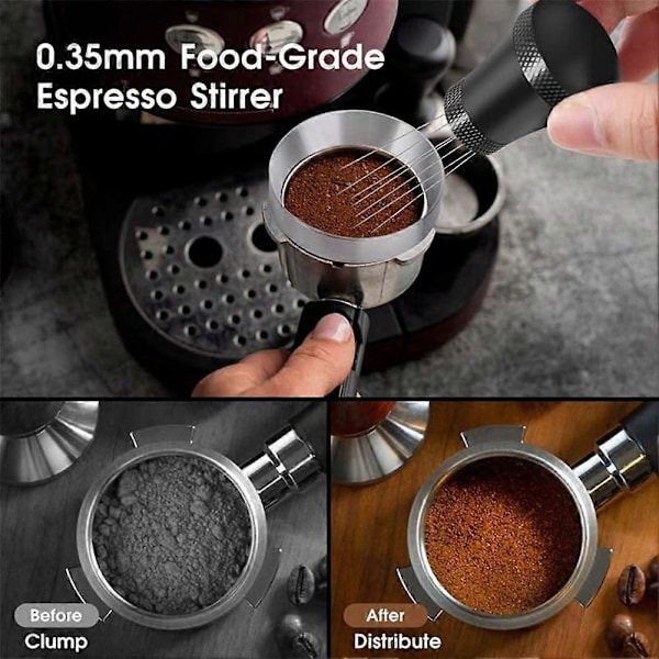 51mm Espresso Verktygsset: Kalibrerad Tamper, WDT Nålverktyg & Doserings Tratt för Kaffemaskiner