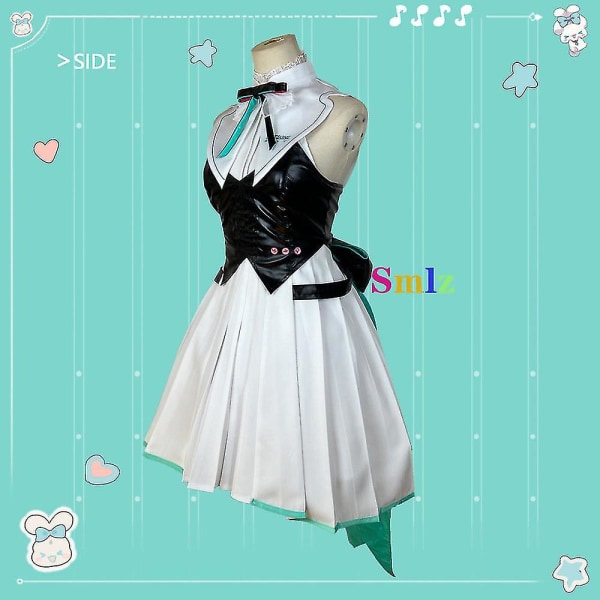 Uusi trendi Miku Cosplay Anime Puku Symphony Mekko Aloittelija Tulevaisuuden Miku Cosplay Peruukki Halloween Puku Asusteet Rekvisiitta Lahja set and wig XS