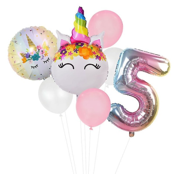 Regnbue Enhjørning Ballon Nummer Folie Globos Børn Pige 1. Enhjørning Fødselsdagsfest Number5 set