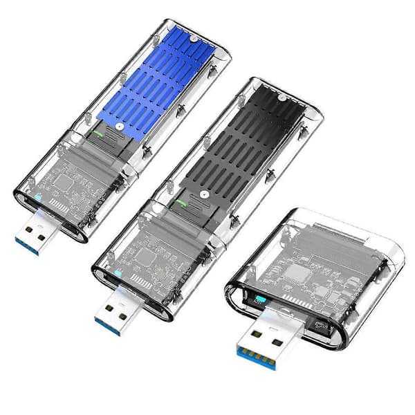 USB-interface M.2 SATA SSD-kabinet med gennemsigtigt display K1714s Black
