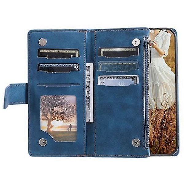 005 Style Kompatibel til Samsung Galaxy A51 4G SM-A515, Rhombus Tekstur Wallet Style PU Læder Telefon Cover Lynlåslomme Stand Fea Blue
