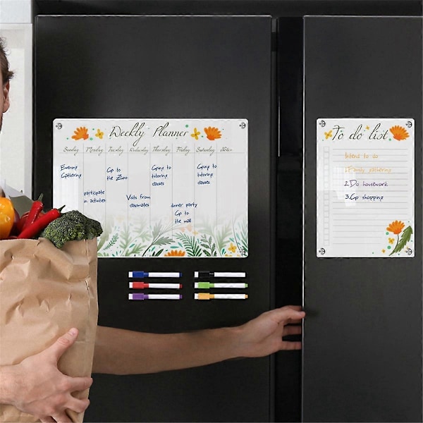 Magnetisk Akryl Veckoplanerare Kalender Memotavla för Kylskåp - Raderbar Skrift