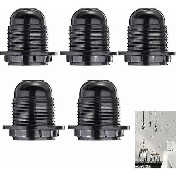 2025, sæt med 5 E27 vintage lampeholder sort sengebordslampeholder E27 skrue lampeholder E27 250v 4a E27