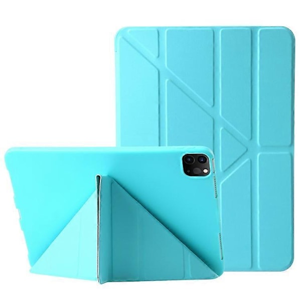 Kompatibel med iPad Pro 13 (2024) Deksel Origami Stativ Auto Sleep / Wake PU Lær+Silikon Nettbrettdeksel Azure