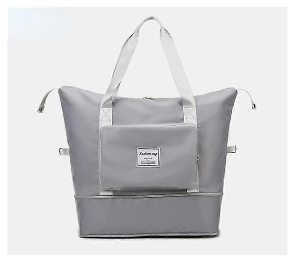 Stor Sammenfoldelig Rejsetaske - Vandtæt Stor Sammenfoldelig Opbevaringstaske Håndtaske Light grey