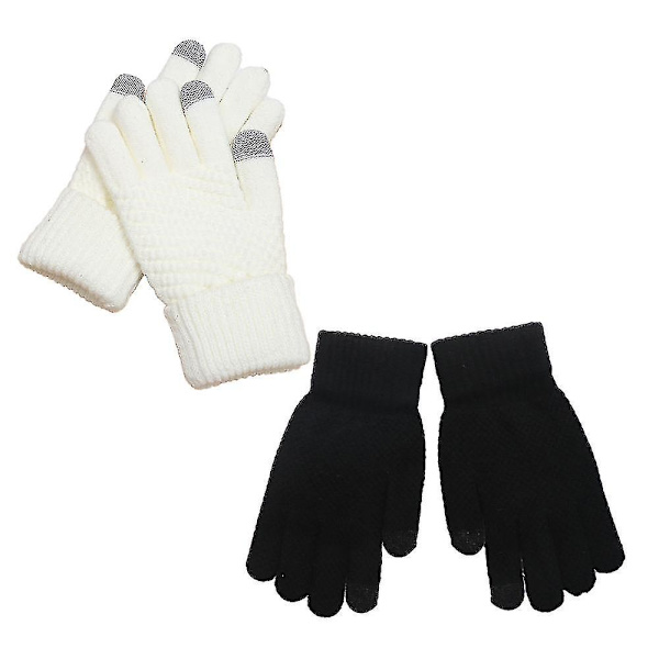 2 par Vinter Touchscreen Varme Strikhandsker Elastisk Manchet Vinterhandsker S-l S