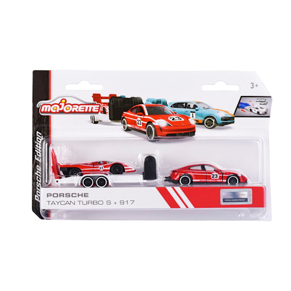 Majorette Porsche Race Trailer Taycan Turbo S + 917 multifärg