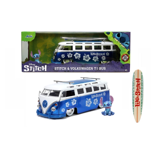 Disney Stitch & Volkswagen T1 Buss Metall 1:24 multifärg