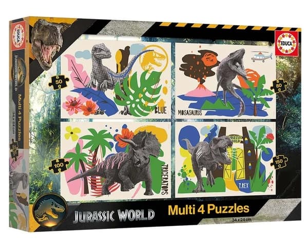 Educa Jurassic World 4-pack Pussel 50-80-100-150 bitar multifärg