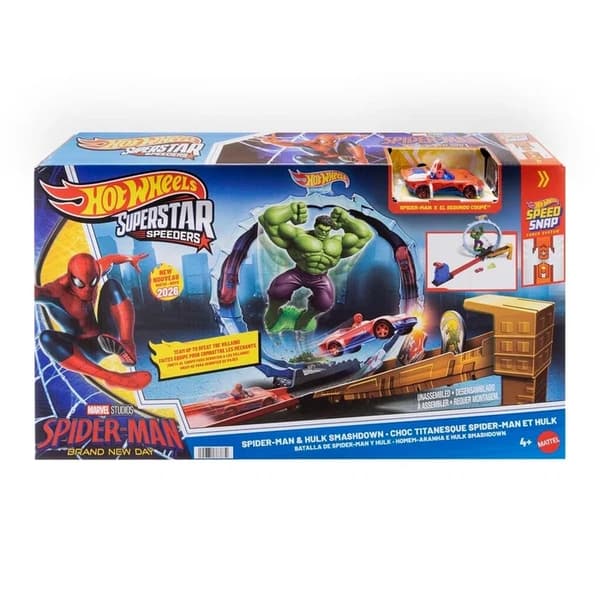 Hot Wheels Superstar Speeders Spiderman & Hulk Smashdown multifärg