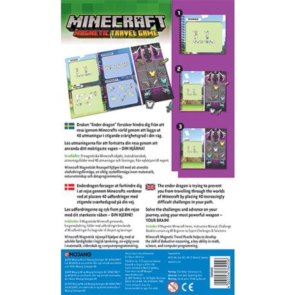 Minecraft Magnetic Travel Game Sv/Dk/En multifärg