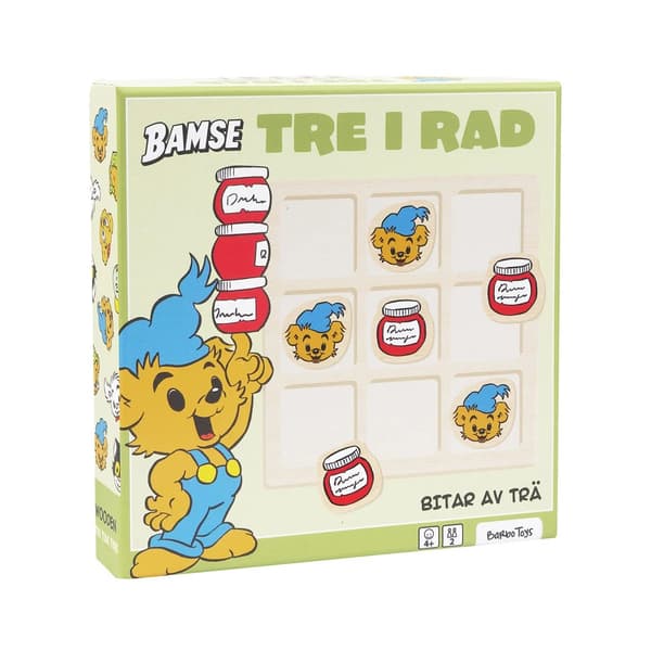 Bamse Tre i Rad i trä multifärg
