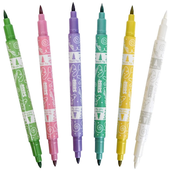Metallic Duo Tip Fiberpennor 6-pack multifärg