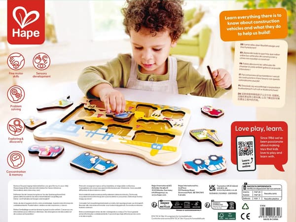 Hape Byggfordon Knoppussel 9 bitar multifärg