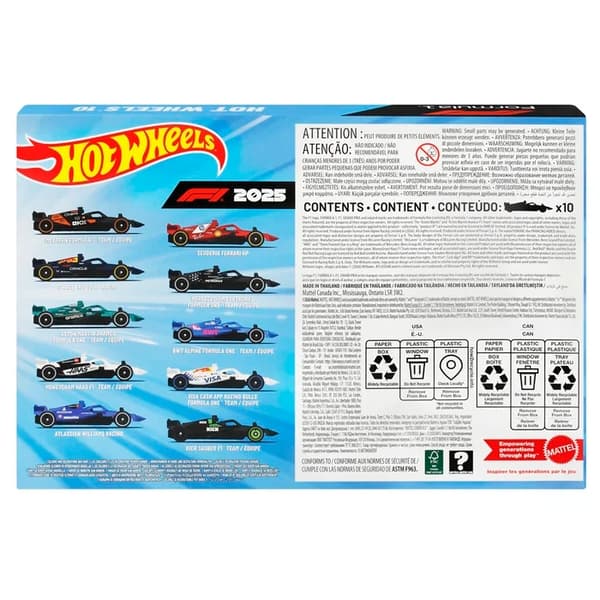 Hot Wheels F1 2025 1:64 10-Pack multifärg