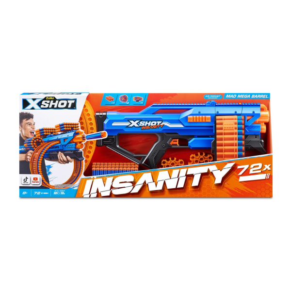 X-Shot Insanity Mad Mega Barrel med 72 darts multifärg