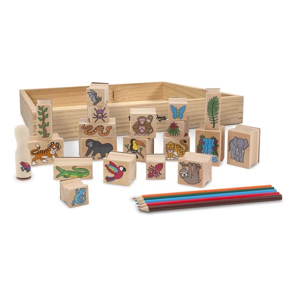 Stämpelset i trä 20-pack Rainforest multifärg