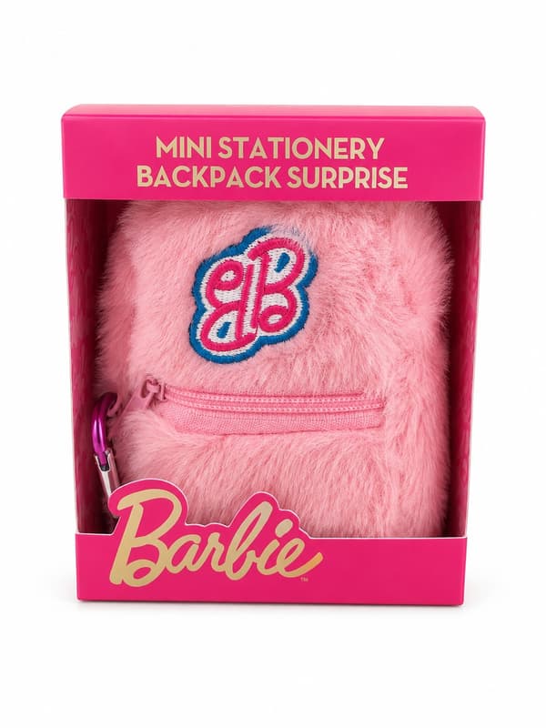 Barbie Stationery Backpack Surprise Fluffy Pink multifärg