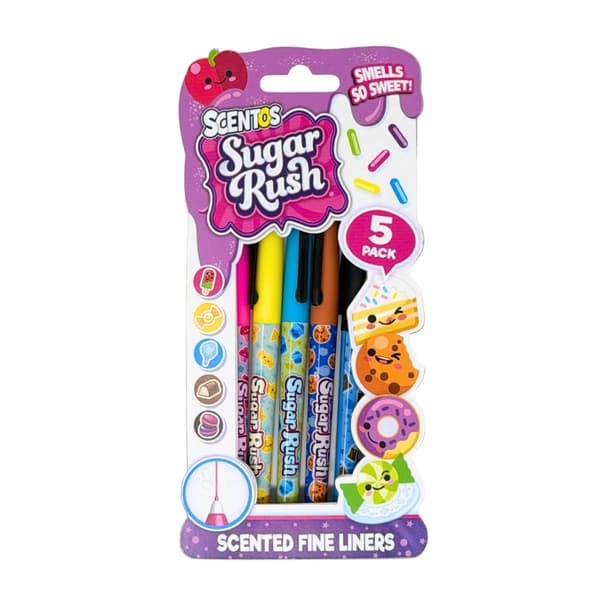 Scentos Sugar Rush Fineliners med doft 5-pack Lila