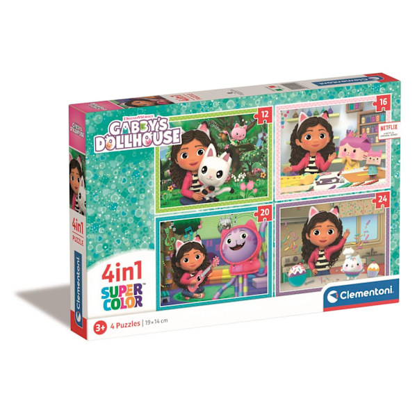 Gabbys Dollhouse 4-pack Pussel 12-16-20-24 bitar multifärg