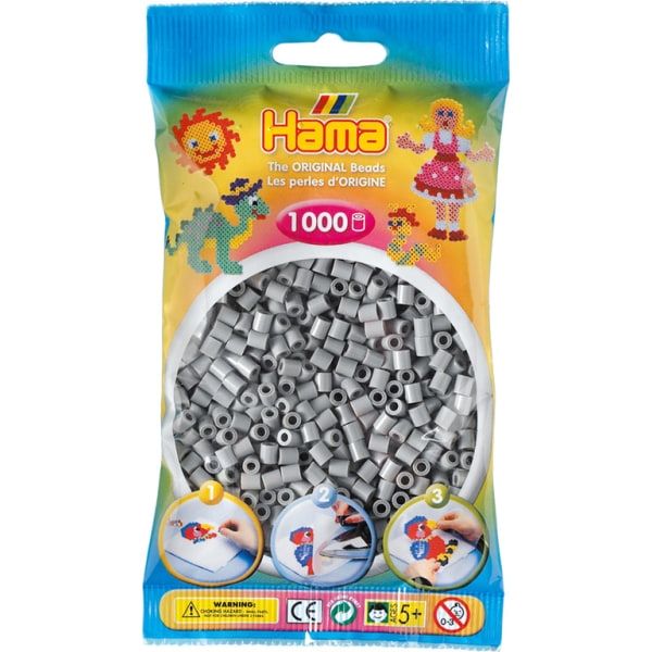 Pärlor till pärlplatta Hama Midi Grå 1000st 207-17 grå