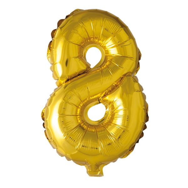 Folieballong 41cm Siffra 8 Guld MultiColor 8