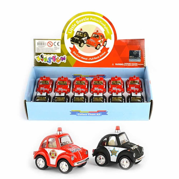 VW Beetle Brandbil Mini med pullback Brandbil