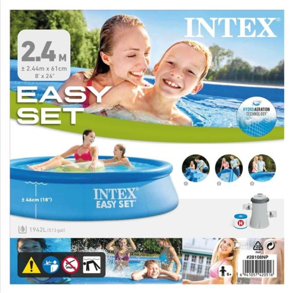 INTEX Easy Set Pool med pump 244x61 cm 1900l multifärg