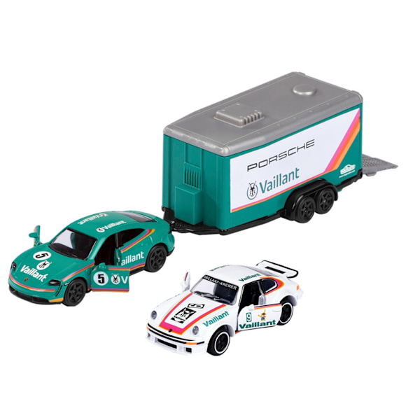 Majorette Race Trailer Porsche Taycan Turbo S + 934 multifärg