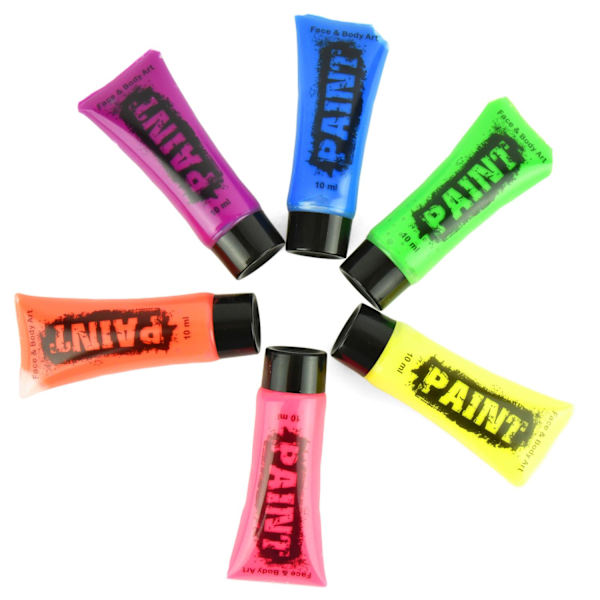 UV-ansiktsfärg i tub 6-pack multifärg