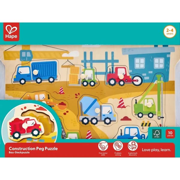 Hape Byggfordon Knoppussel 9 bitar multifärg