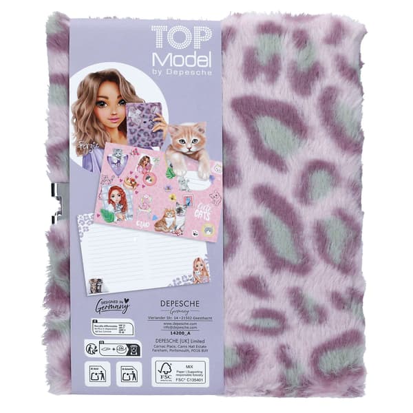 TOPModel Dagbok Fluffig med hjärtlås Lila multifärg