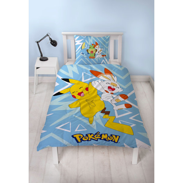 Pokemon Bäddset 150x210cm Pikachu/Scorbunny multifärg