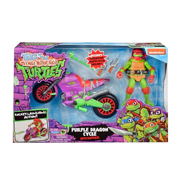Turtles Mutant Mayhem Purple Dragon Cycle med Raphael multifärg