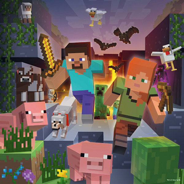 Ravensburger Minecraft Pussel 3x49 bitar multifärg