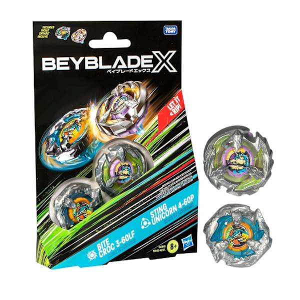 Beyblade X Dual Pack Bite Croc 3-60LF & Sting Unicorn 4-60P multifärg