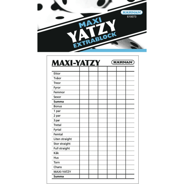 Maxi Yatzy Extrablock multifärg