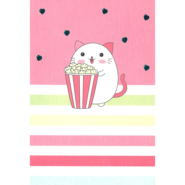 Grattiskort Katt med popcorn multifärg